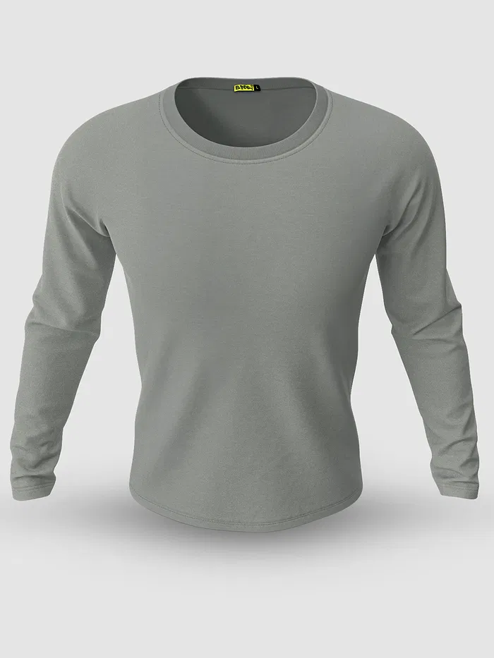 Plain Space Grey Full Sleeves T-shirt