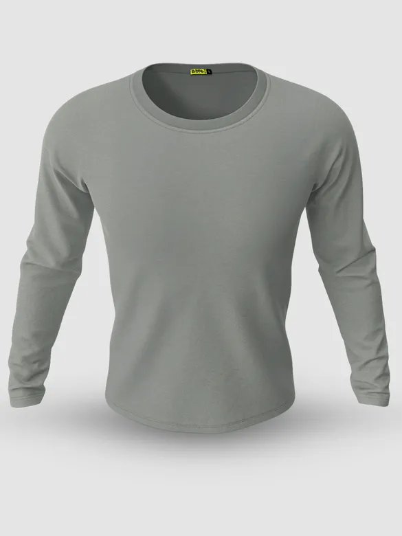 Plain Space Grey Full Sleeves T-shirt