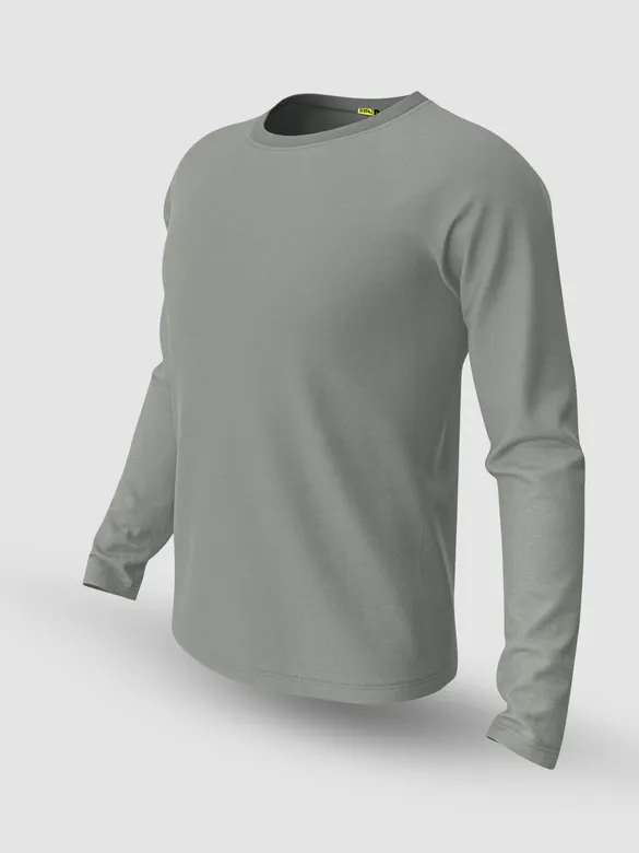 Plain Space Grey Full Sleeves T-shirts