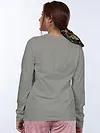 Plain Space Grey Women Full Sleeves T-shirt