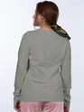 Plain Space Grey Women Full Sleeves T-shirt