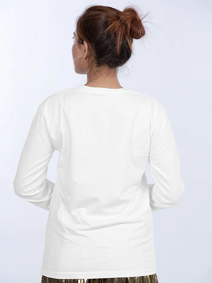 Plain White Women Full Sleeves T-shirt