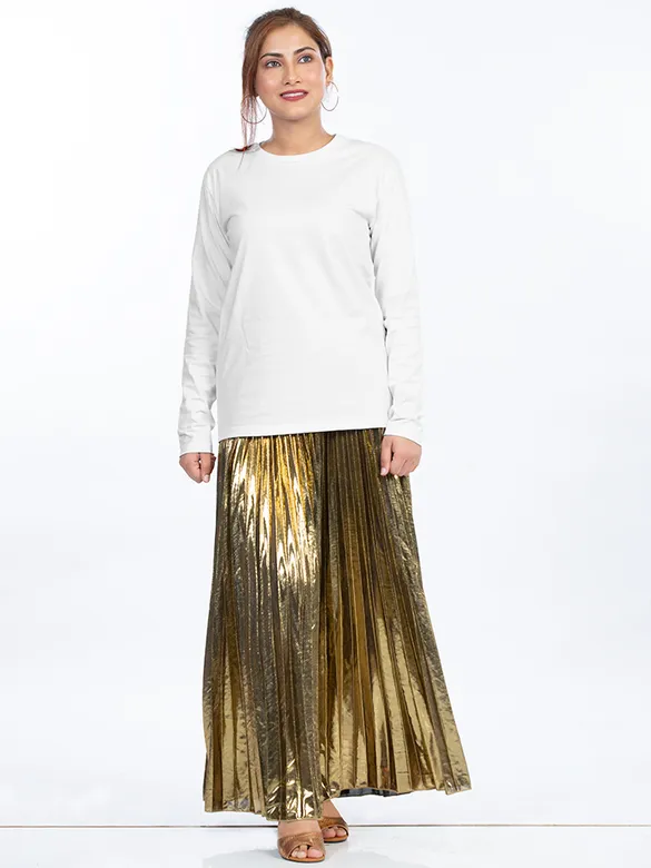 Plain White Women Full Sleeves T-shirt