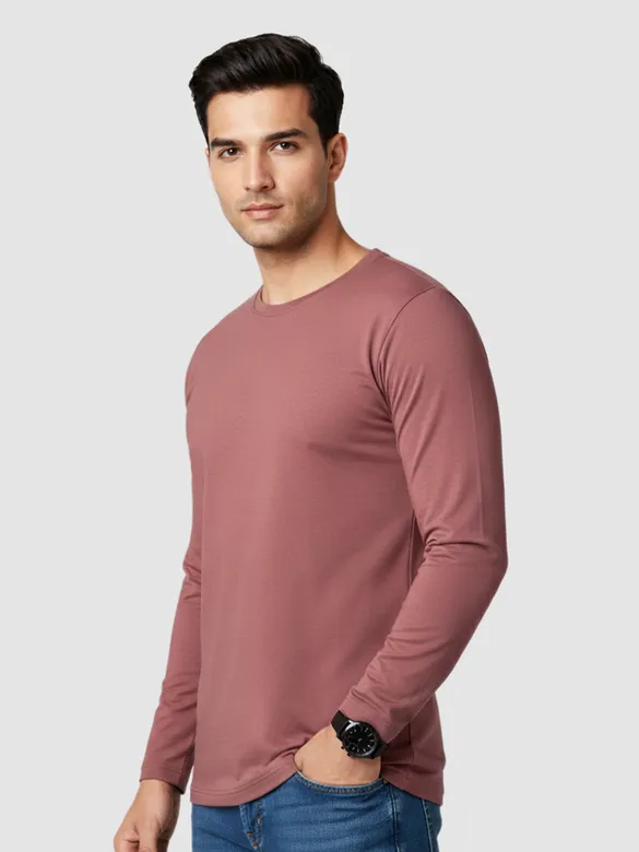 Plain Mauve Glow Full Sleeves T-shirt