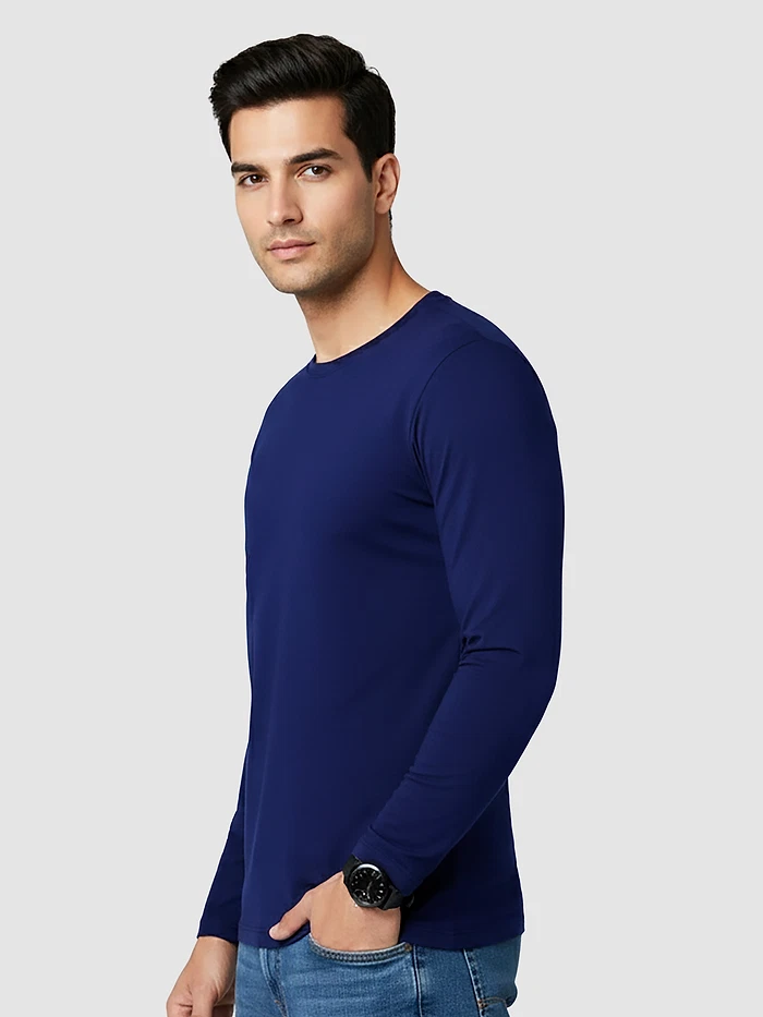 Buy Blue Long Sleeves T-shirts