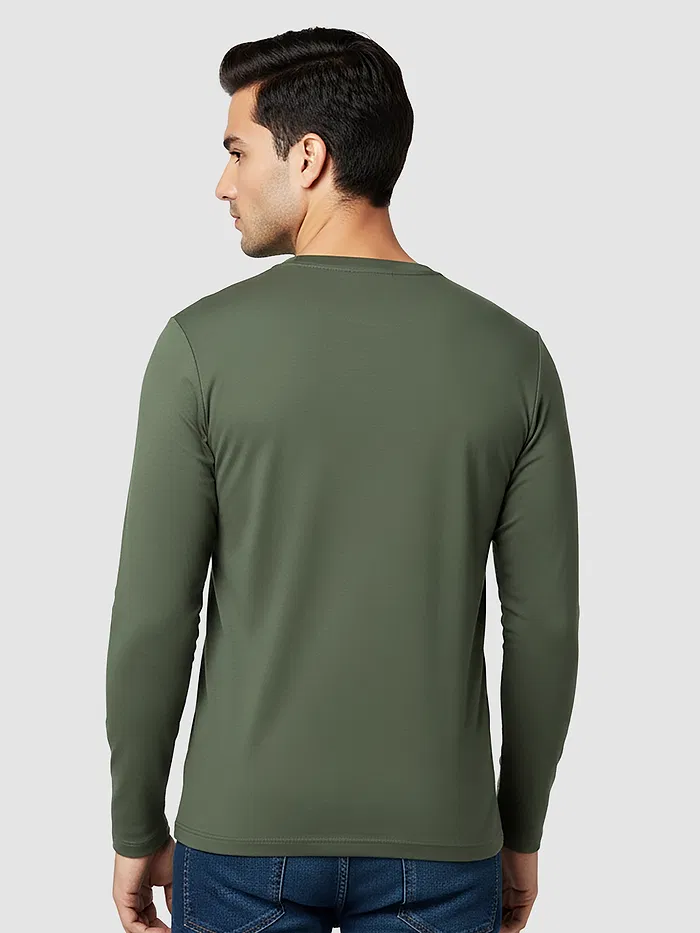 Plain Olive Green Full Sleeves T-shirt