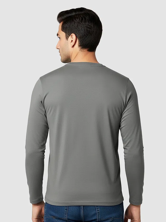 Plain Space Grey Full Sleeves T-shirt