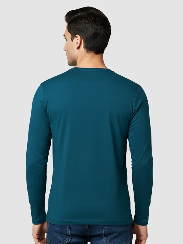 Plain Teal Blue Full Sleeves T-shirt
