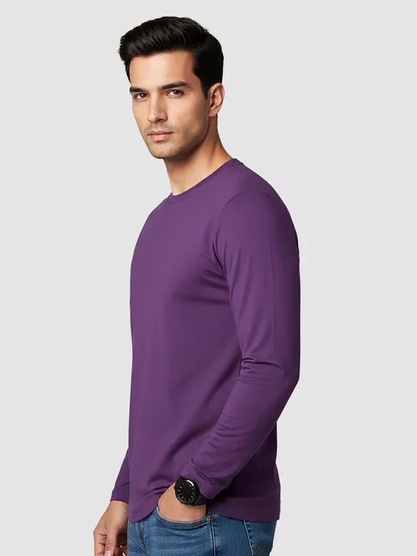Plain Violet Full Sleeves T-shirt