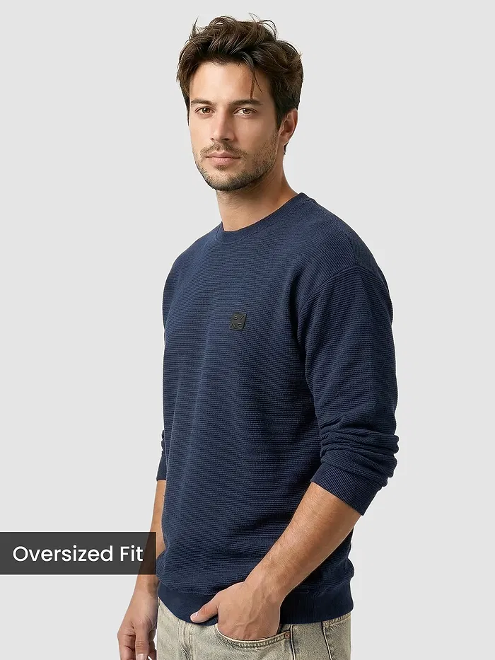Navy Recycled Ottoman Oversized T-shirt