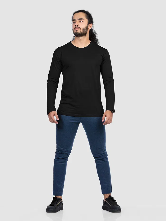 Buy Plain Black Full Sleeves T-shirt