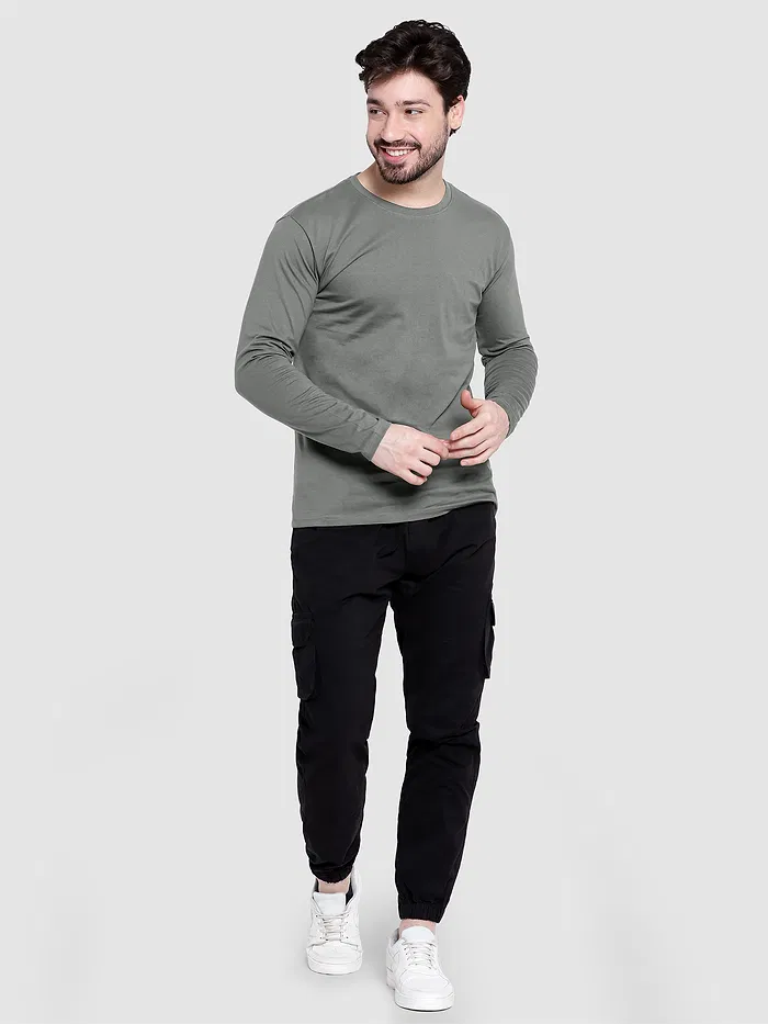 Plain Space Grey Full Sleeves T-shirt