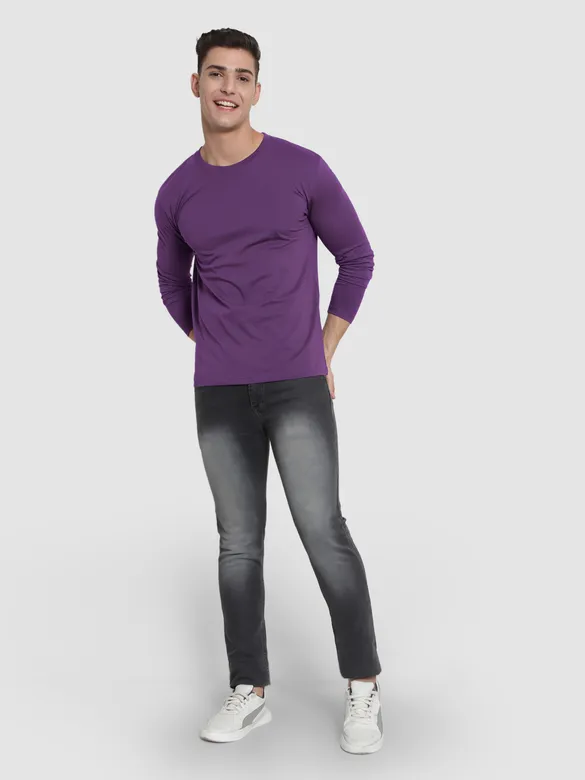 Plain Violet Full Sleeves T-shirt