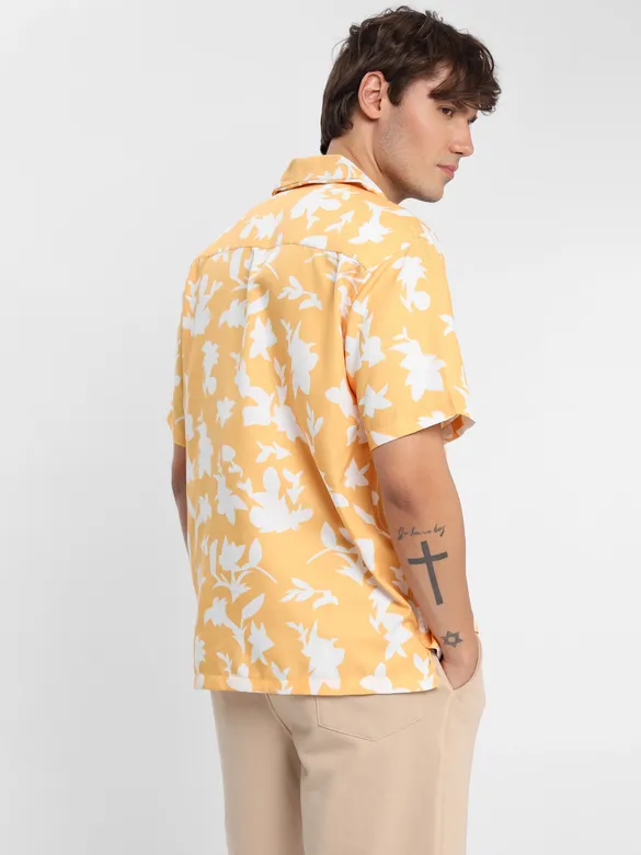 Yellow Patterned Hawaiian Shirt