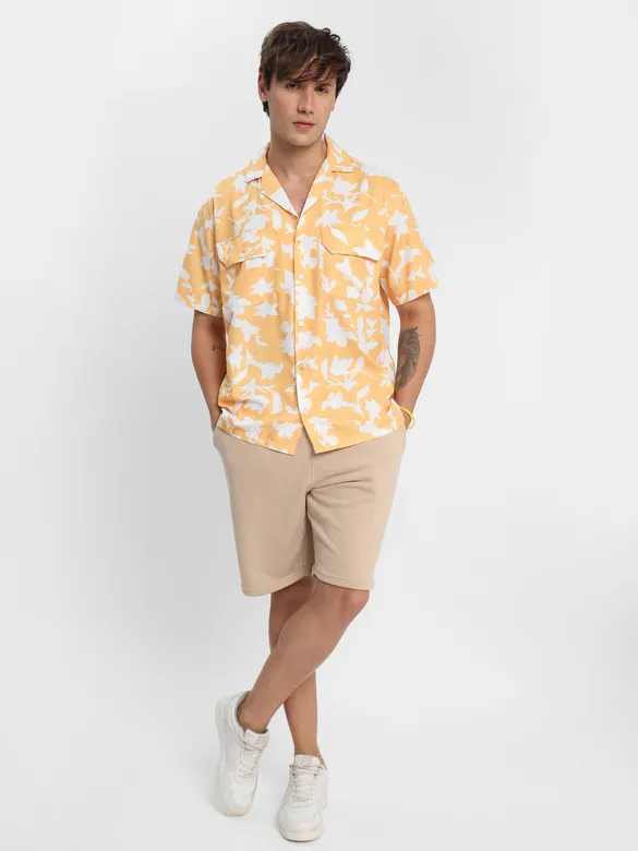 Yellow Patterned Hawaiian Shirt