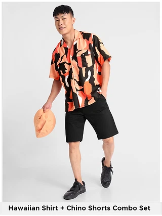 Hawaiian Shirt + Chino Shorts Combo Set