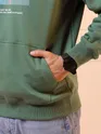 Olive Green Printed Hoodie for Men