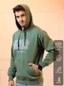 Olive Green Printed Hoodie for Men