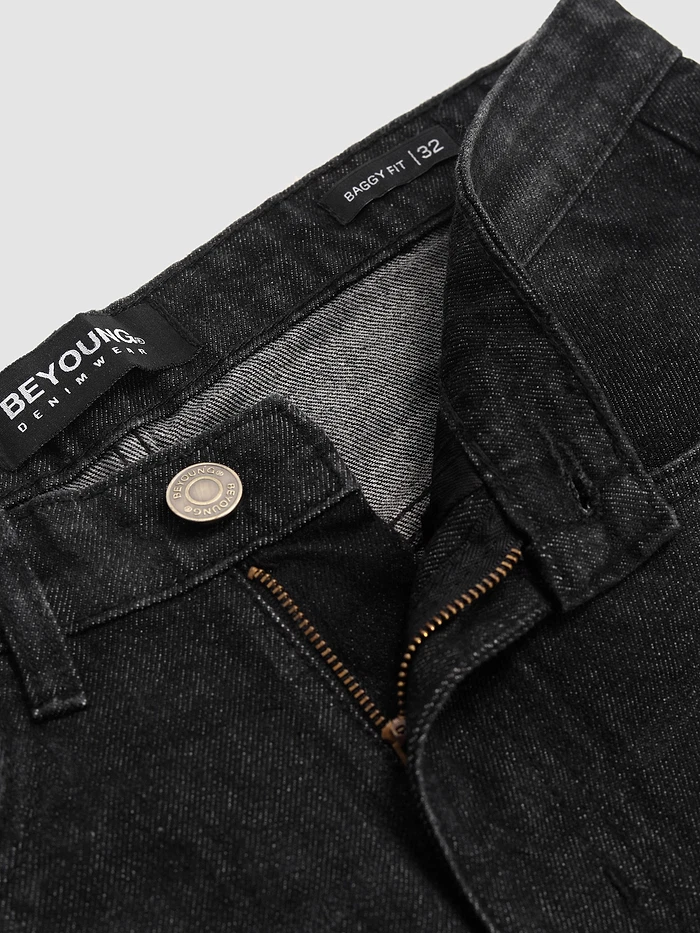 Black Distressed Baggy Fit Jeans