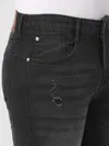 Black Distressed Regular Fit Jeans