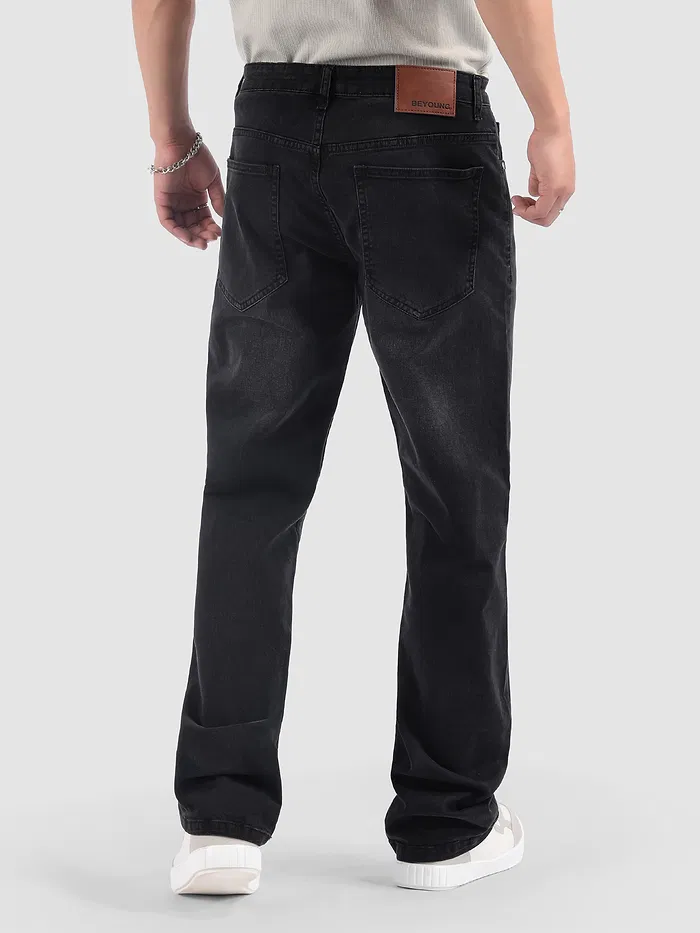 Black Whisker Bootcut Jeans