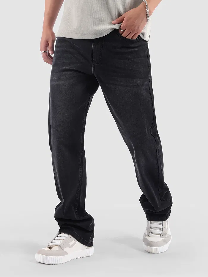 Black Whisker Bootcut Jeans