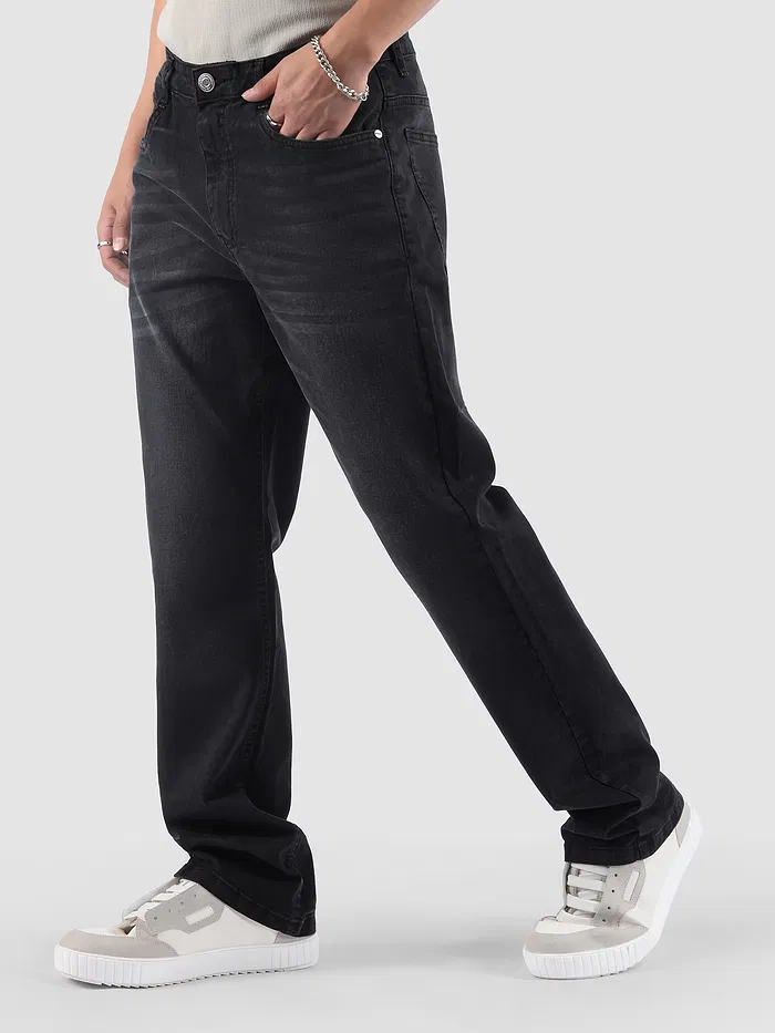 Black Whisker Bootcut Jeans