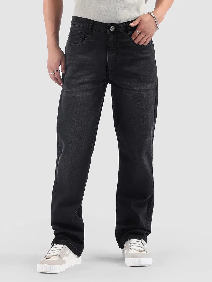 Black Whisker Bootcut Jeans