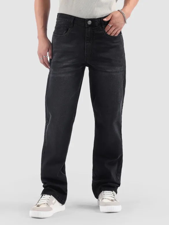 Black Whisker Bootcut Jeans