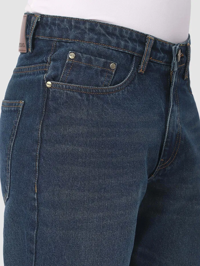 Dark Blue Distressed Baggy Fit Jeans
