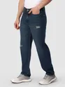 Dark Blue Distressed Baggy Fit Jeans