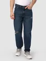 Dark Blue Distressed Baggy Fit Jeans