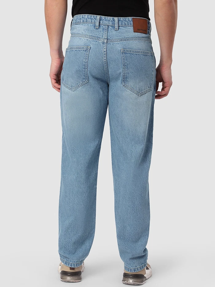 Light Blue Distressed Baggy Fit Jeans