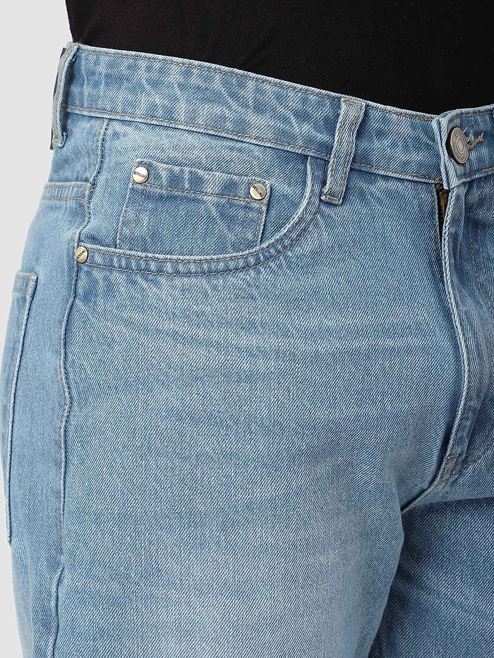 Light Blue Distressed Baggy Fit Jeans