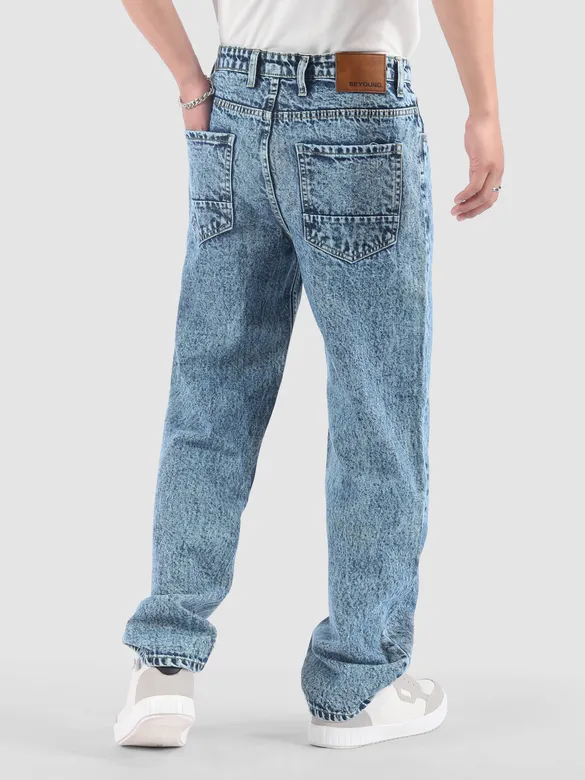 Soft Blue Cloud Wash Baggy Fit Jeans