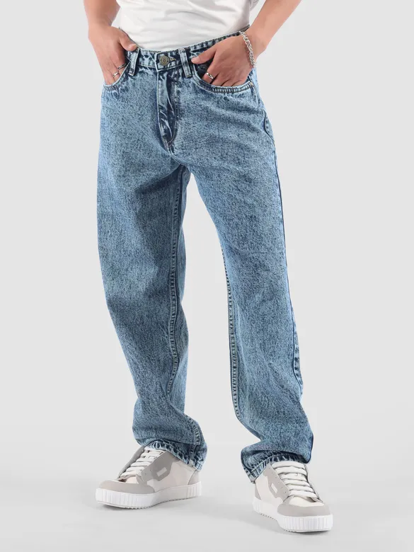 Soft Blue Cloud Wash Baggy Fit Jeans