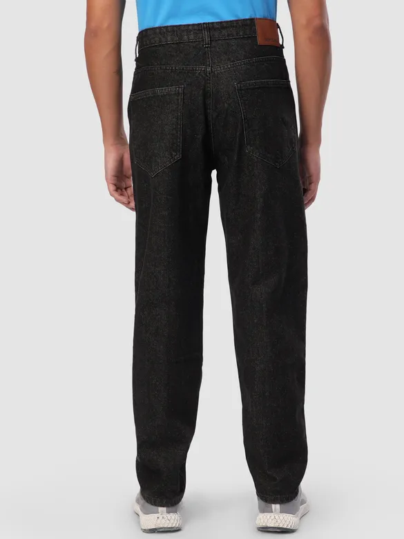 Black Cut and Sew Baggy Fit Jeans