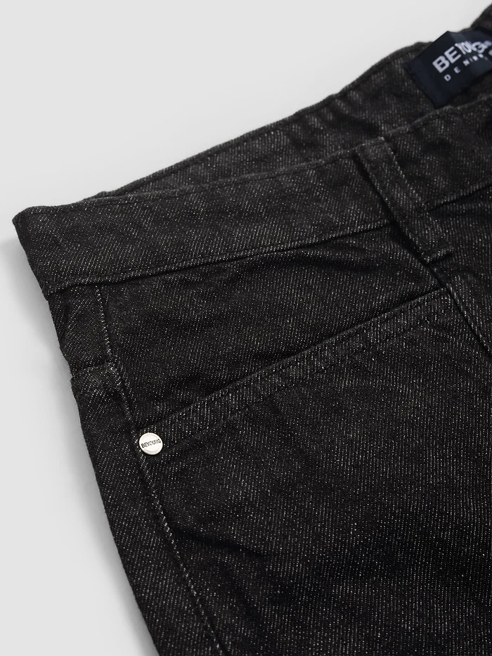 Black Cut and Sew Baggy Fit Jeans