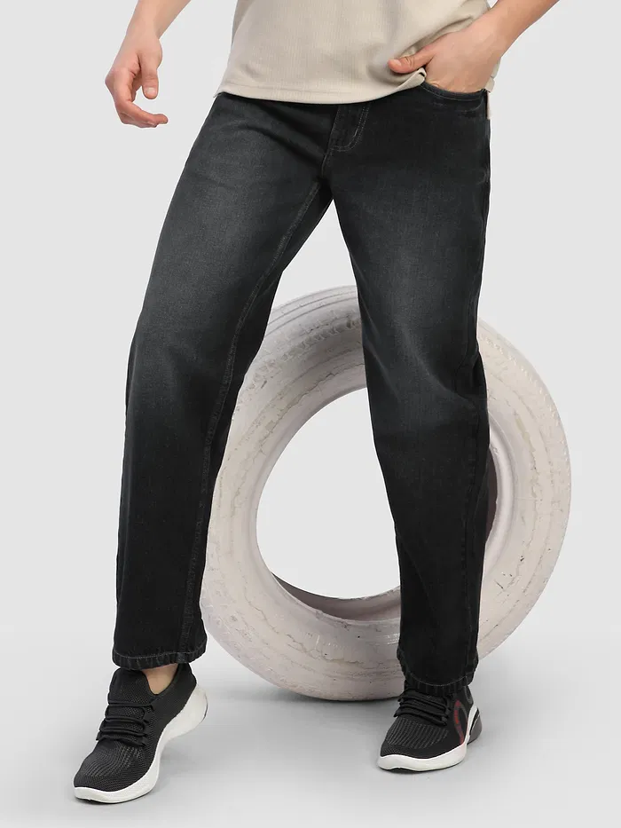 Black Faded Baggy Fit Jeans
