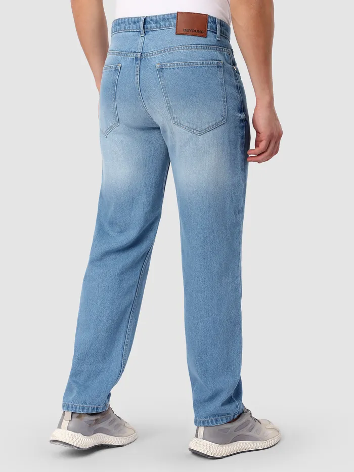 Light Blue Faded Baggy Fit Jeans