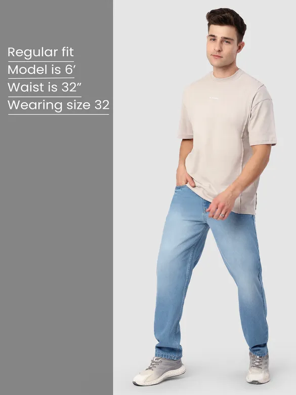 Light Blue Faded Baggy Fit Jeans