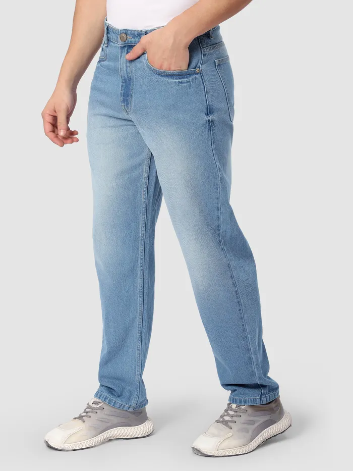 Light Blue Faded Baggy Fit Jeans