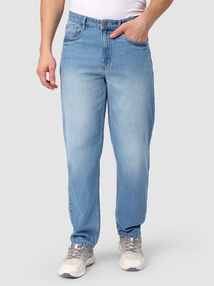 Light Blue Faded Baggy Fit Jeans