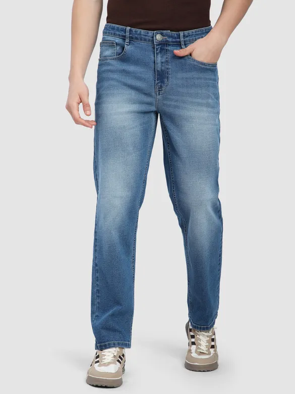 Soft Blue Raw Regular Fit Jeans