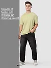 Black Whisker Baggy Fit Jeans
