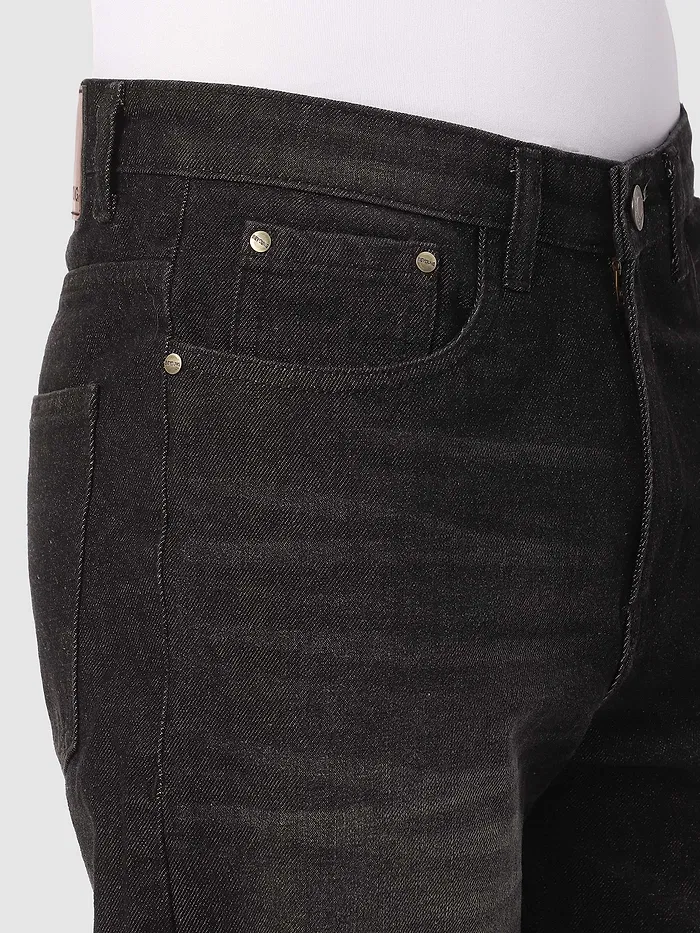Black Whisker Baggy Fit Jeans