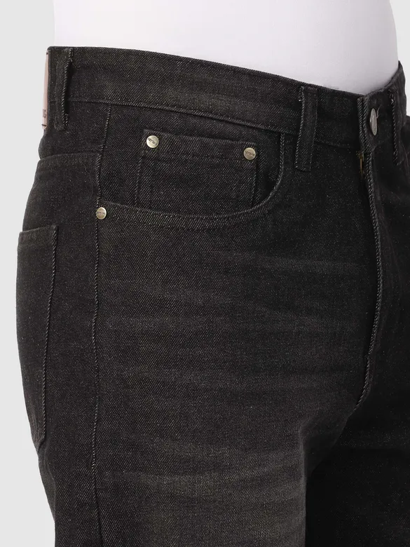 Black Whisker Baggy Fit Jeans