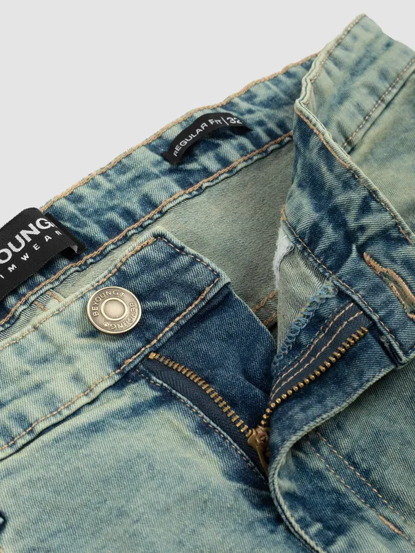 Blue Green Tinted Regular Fit Jeans