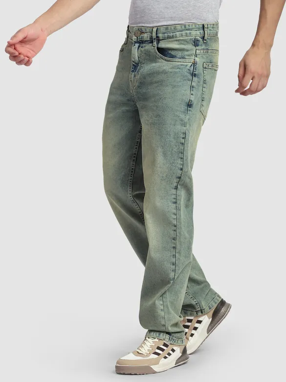 Blue Green Tinted Regular Fit Jeans