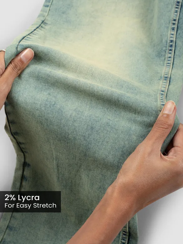 Blue Green Tinted Regular Fit Jeans